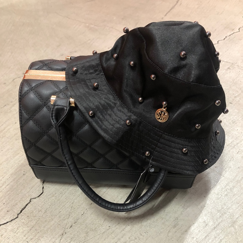 NWT STEVE MADDEN Satin Beaded Bucket Hat, 56